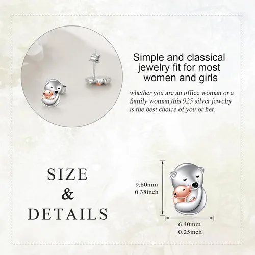 Vista 5 de Aretes de plata de ley con diseño de búho, conejo, gato, xolotl, joyería para mujeres y niñas