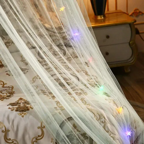 Vista 6 de Jolitac Dosel de Cama Mosquitera de Encaje para Camas de Niñas, Tienda de Juego de Princesa Única Toldos de Malla Cúpula Grande de Encaje Cortinas