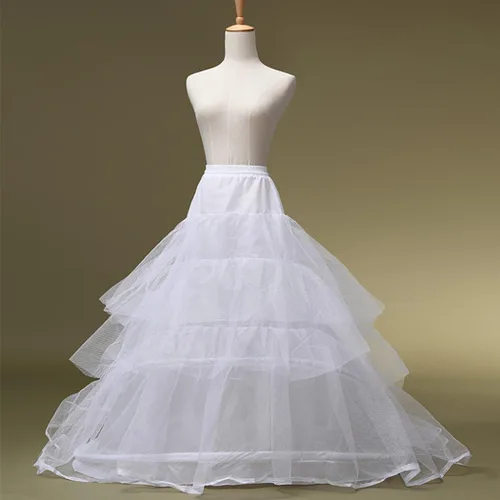 Vista 4 de Enagua de sirena de 3 capas de crinolina enagua debajo de la falda hasta el suelo vestido de fiesta para mujer color blanco