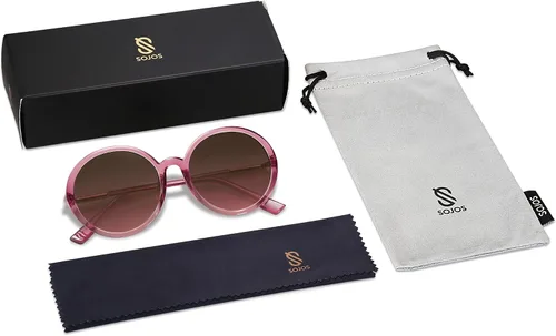 Vista 6 de SOJOS Gafas de sol redondas vintage para mujer estilo clásico retro SJ2121