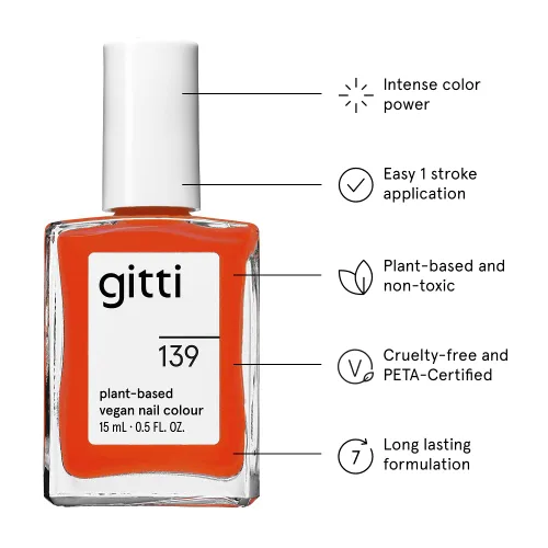 Vista 43 de gitti Esmalte de uñas a base de plantas No tóxico, libre de 30, basado en ingredientes de origen natural, libre de crueldad, vegano