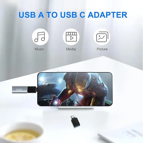 Vista 4 de 2 Tipo C Convertidores hembra a iPhone macho, 2 USB hembra a tipo c macho para iPhone 12, 13, 14Pro Max Plus, Samsung Galaxy S23, S22, OTG USB se