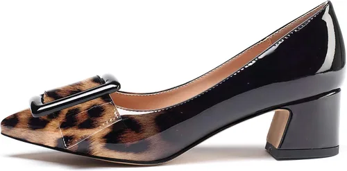 Vista 2 de YODEKS Zapatos de tacón puntiagudo para mujer, zapatos de tacón grueso de 2 pulgadas, zapatos de vestir clásicos de oficina y uso diario de 2