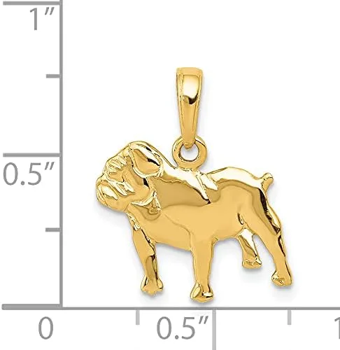 Vista 4 de Charm Bulldog de 14 quilates, Oro