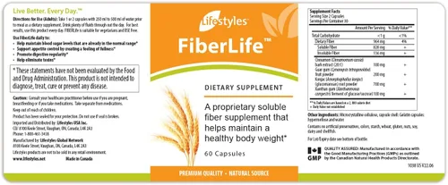 Vista 7 de Intra Lifestyles FiberLife Suplemento – Fibra soluble para la salud digestiva y control del apetito con Konjac, goma guar, goma xantana y canela