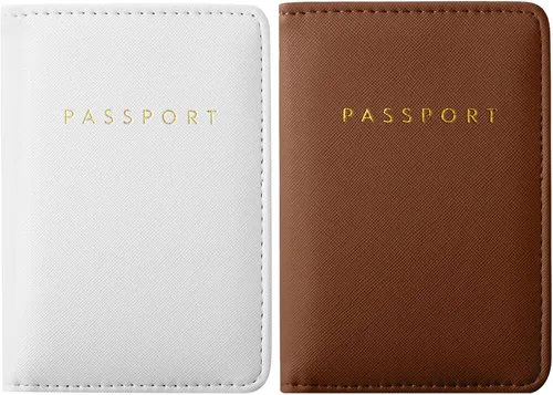 Vista 19 de 2 piezas de funda de pasaporte para viaje, impermeable, de cuero, cartera, libro de viaje, artículos esenciales para crucero para mujeres y hombres