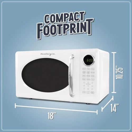 Vista 30 de Nostalgia Horno microondas retro compacto para encimera, 0.7 pies cúbicos, 700 vatios con pantalla digital LED, bloqueo para niños, interior fácil