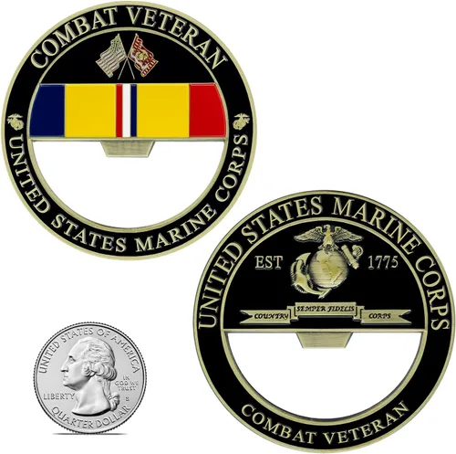 Vista 4 de USMC Combat Veterano Abrebotellas Moneda - Moneda de desafío del Cuerpo de Marines