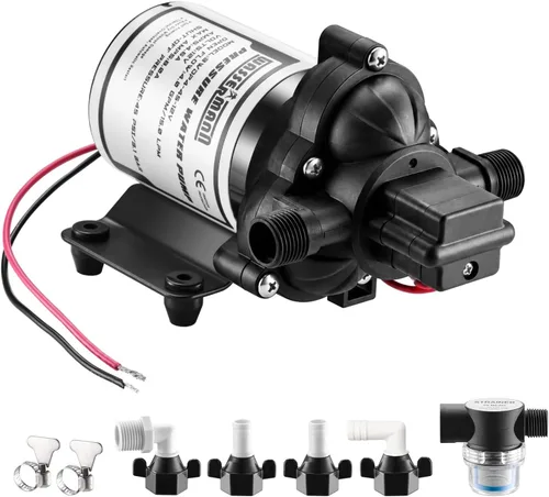 Vista 12 de WASSERMANN RV Water Pump 12 Volt DC 3.0GPM 55PSI Replacement For 4008-101-A65 Water Pump Self Priming Diaphragm Pump with Pressure Switch for RV