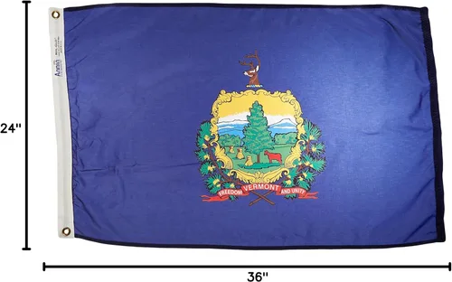 Vista 4 de Annin Flagmakers Bandera del estado de Vermont fabricada en Estados Unidos según las especificaciones de diseño oficiales del estado, 2 x 3 pies