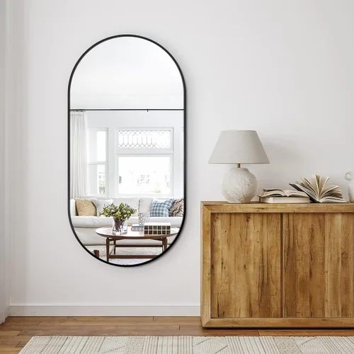 Vista 21 de Delma Espejo de gimnasio en casa, 48 x 24 x 2 unidades, vidrio templado grande de cuerpo completo, sin marco, montado en la pared para gimnasio