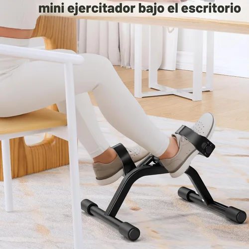 Vista 3 de RYGEO Mini bicicleta estática para ejercicios de recuperación de piernas y brazos, bicicleta de piso ligera y portátil Negro