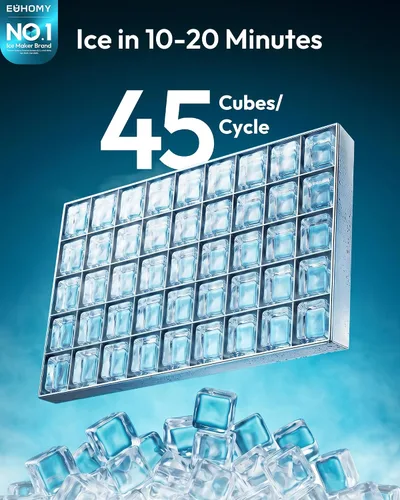 Vista 2 de EUHOMY Máquina comercial para hacer hielo, 101 libras/24 horas, máquina de hielo de acero inoxidable debajo del mostrador con almacenamiento de 22