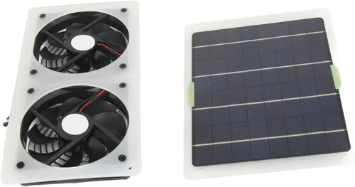 Vista 9 de Kit de ventilador de panel solar, 100 W, 12 V, 2 A, ventilador de escape doble portátil, juego de paneles solares para el hogar, RV, invernadero