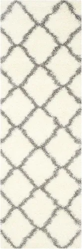 Vista 21 de SAFAVIEH Colección Montreal Shag SGM866C Trellis que no desprende pelusa para sala de estar, dormitorio, comedor y entrada, alfombra decorativa