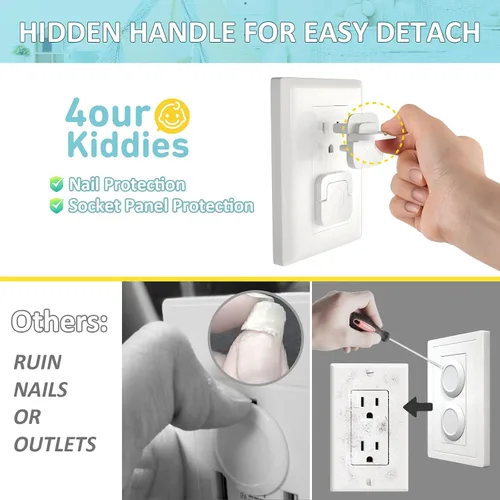 Vista 4 de 4our Kiddies Cubiertas de enchufes a prueba de bebés, protectores de enchufe eléctrico de seguridad infantil para evitar descargas eléctricas