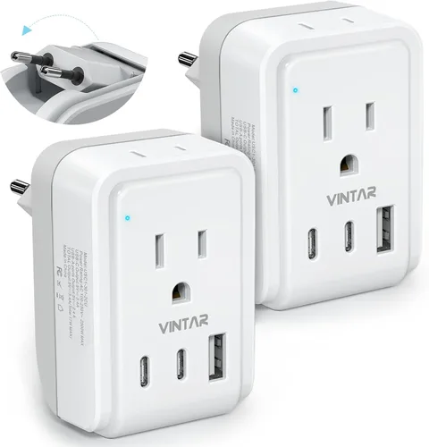 Vista 10 de VINTAR Adaptador tipo M para Sudáfrica, paquete de 2 enchufes plegables