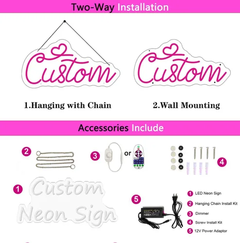 Vista 6 de Letrero de neón personalizado con luz LED personalizable para decoración de pared, letrero de neón personalizado para dormitorio, fiesta