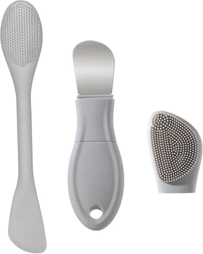 Vista 10 de Limpiador facial de silicona, cepillo de limpieza facial de silicona, almohadilla exfoliante suave y masajeador, para hombres y mujeres (azul)