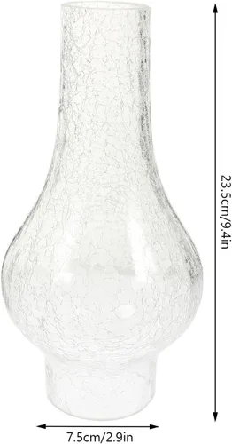 Vista 2 de GANAZONO Lámpara de aceite de vidrio agrietado vintage de 9.76 x 5.11 pulgadas, resistente al viento, lámpara de queroseno, reemplazo de pantalla