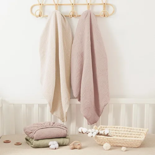 Vista 6 de Bearmoss Sábanas de muselina para mini cuna para Pack N Play - 100% algodón - 38"x26" Sábanas suaves y transpirables para corralito y cuna de bebé