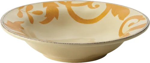 Vista 3 de Rachael Ray Vajilla Gold Scroll - Cuenco redondo de 10 pulgadas, crema de almendras
