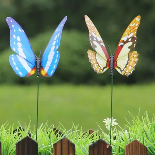 Vista 4 de NUOBESTY 12 estacas de mariposa falsas 3D para jardín, césped, patio, camino, adornos para interiores y exteriores (color al azar)