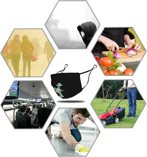 Vista 5 de Bigfoot Alien Kids Mascarillas para niños, juego de 2 con 4 filtros, lavable, reutilizable, transpirable, color negro, pañuelos, bufanda, para niños