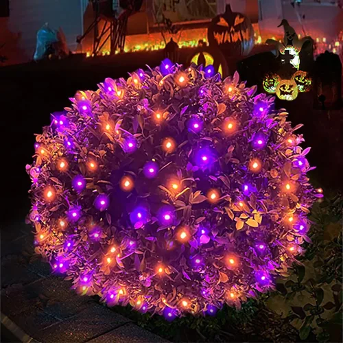 Vista 15 de HISHINY Red de luces de Navidad para exteriores, cable verde de 100 luces LED de 5 x 5 pies, cadena de luces de malla conectable para Navidad