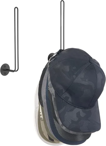 Vista 8 de Mkono Organizador de sombreros para gorras de béisbol, juego de 2 soportes de pared para sombreros de 5 pulgadas, ahorro de espacio con capacidad
