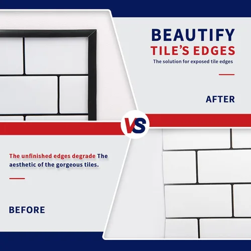 Vista 5 de Art3dwallpanels Moldura Negra de 10 Pies para Despegar y Pegar para Borde de Azulejos de Backsplash, Moldura Flexible Autoadhesiva Insta para Negro