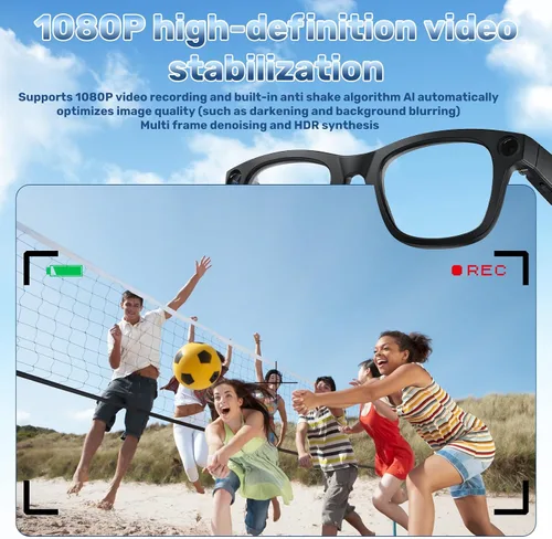 Vista 3 de TREEFIA Lentes inteligentes AI con cámara HD 1080P, traducción en tiempo real AI, audio Bluetooth, lentes inteligentes con cámara, grabadora