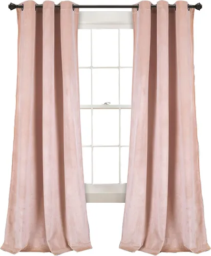 Vista 26 de Lush Decor Prima Velvet - Par de paneles de cortinas de ventana de terciopelo sólido con filtro de luz, 38" de ancho x 84" de largo, negro