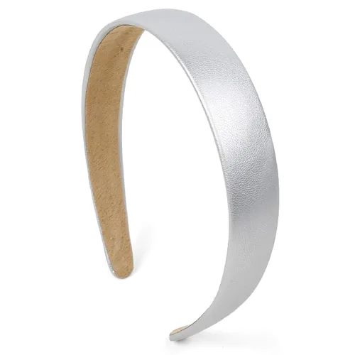 Vista 10 de Huachi Diademas negras para mujer, diadema negra de piel sintética para mujeres y niñas, banda de plástico duro para cabeza de colores sólidos