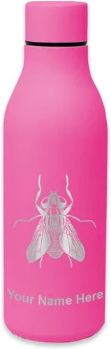Vista 11 de LaserGram Botella de agua de acero inoxidable de doble pared, mosca doméstica, grabado personalizado incluido