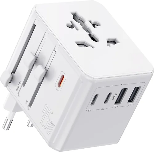 Vista 10 de Auxmir Adaptador de viaje universal, adaptador de enchufe de viaje de carga rápida PD de 45 W Negro
