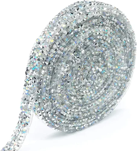 Vista 10 de Dowarm Cinta de diamantes de imitación de 3 yardas, rollo de cinta de diamantes de imitación, envoltura de malla con diamantes de imitación Negro