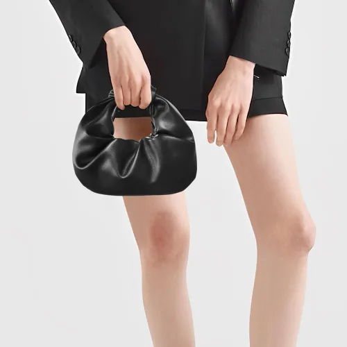 Vista 2 de Bolso de mano para mujer, de piel sintética fruncida, mini monedero para mujer, bolsos pequeños