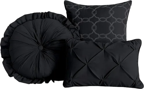 Vista 5 de Chezmoi Collection - Juego de ropa de cama modelo Sydney, 7 piezas, con pliegues decorativos