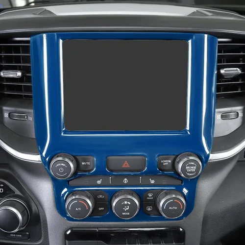 Vista 7 de RT-TCZ para RAM Azul Cubierta de Panel de Control de Aire Acondicionado para Tablero para Dodge RAM 2018 en Adelante Accesorios Interiores Azules