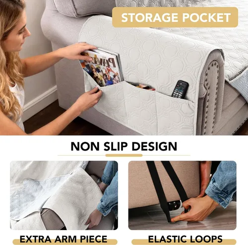 Vista 7 de H.VERSAILTEX Funda 100% Impermeable para Silla Gruesa y Duradera Fundas para Sofá para Perros Protector de Sofá Triple Antideslizante Fundas
