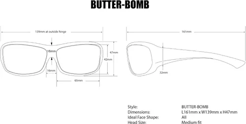 Vista 4 de BOMBER Butter Bomb BT107 - Lentes de seguridad, lentes azul claro con marco negro mate para hombres, anteojos de seguridad no polarizados, ajuste