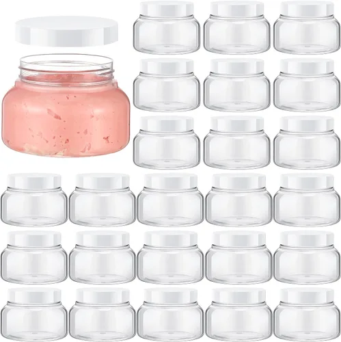 Vista 11 de Mumufy 60 tarros de plástico con tapas, recipientes redondos vacíos de viaje para cremas, tarros cosméticos recargables para lociones, exfoliante