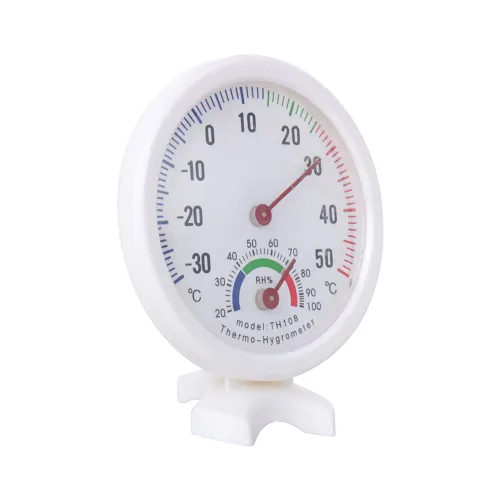 Vista 7 de Oumefar Termómetro higrotermógrafo plástico TH108 Medidor de humedad de temperatura analógica Forma Dial Temperatura higrómetro Display Instrumento