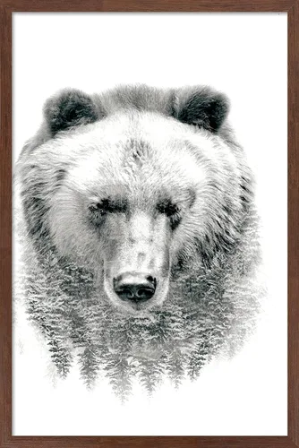 Vista 15 de Trends International Póster de pared de oso - árboles, 14.725 x 22.375 pulgadas, versión enmarcada de madera de granero