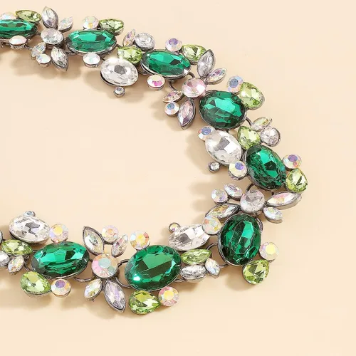 Vista 5 de Jumwrit Collar de gargantilla de diamantes de imitación de colores, collar de cadena gruesa brillante para fiesta de graduación, joyería para mujer