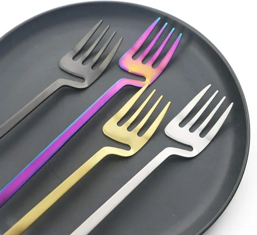 Vista 4 de Juego de cubiertos de 8 piezas Good Dinner Forks colgantes, tenedores de postre de acero inoxidable plateados, 8 pulgadas Tenedores de cena 8pcs