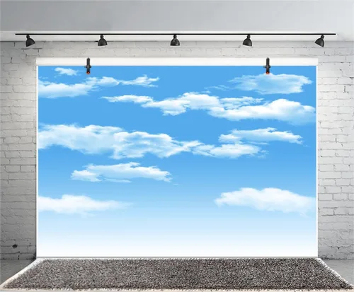 Vista 4 de AOFOTO Telón de fondo de nube blanca cielo azul de 5 x 3 pies para sesión de fotos de cielo soleado para fotografía de niños, recién nacidos, baby