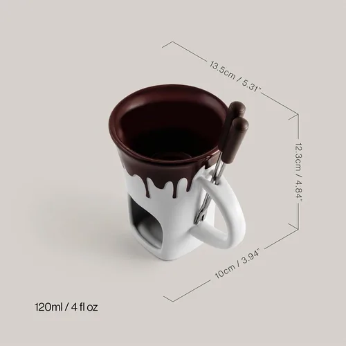 Vista 5 de Swissmar F12064 Juego de tazas de fondue de chocolate nostalgia de 4 piezas Café/Blanco