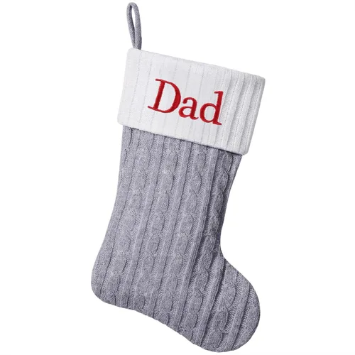 Vista 20 de Medias de Navidad personalizadas de 19 pulgadas con iniciales bordadas, medias de Navidad de punto negro para decoraciones de vacaciones familiares